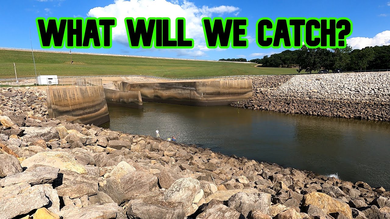 Fishing at Oolagah Dam in Oklahoma during summer
